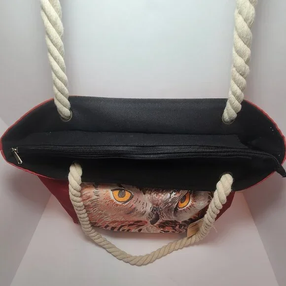 Owl Canvas Book Tote – Angie Bryan Creations – Functional Art with Style - Picture 6 of 13